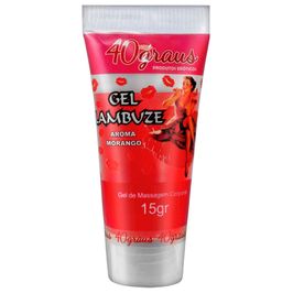 Lambuze Gel para Massagem Corporal Beijável de Morango 15g 40 Graus