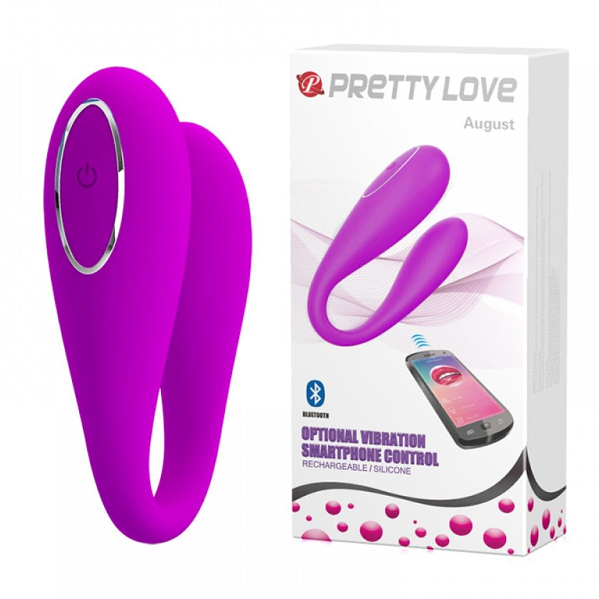 Pretty Love August Vibrador de Casal com 12 Modos de Vibrações por Controle Bluetooth