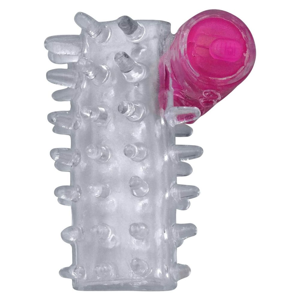 Meia Capa Peniana com Mini Cápsula Vibratória e Estimulador Clitoriano