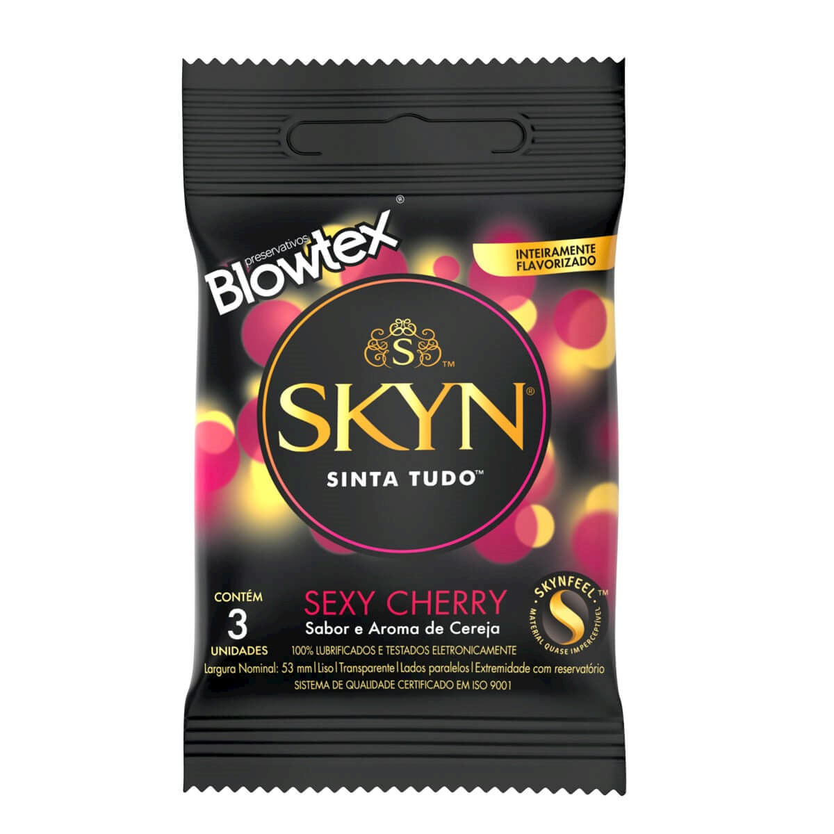 Preservativos Skyn Sexy Cherry Sabor e Aroma de Cereja com 3 unidades Blowtex