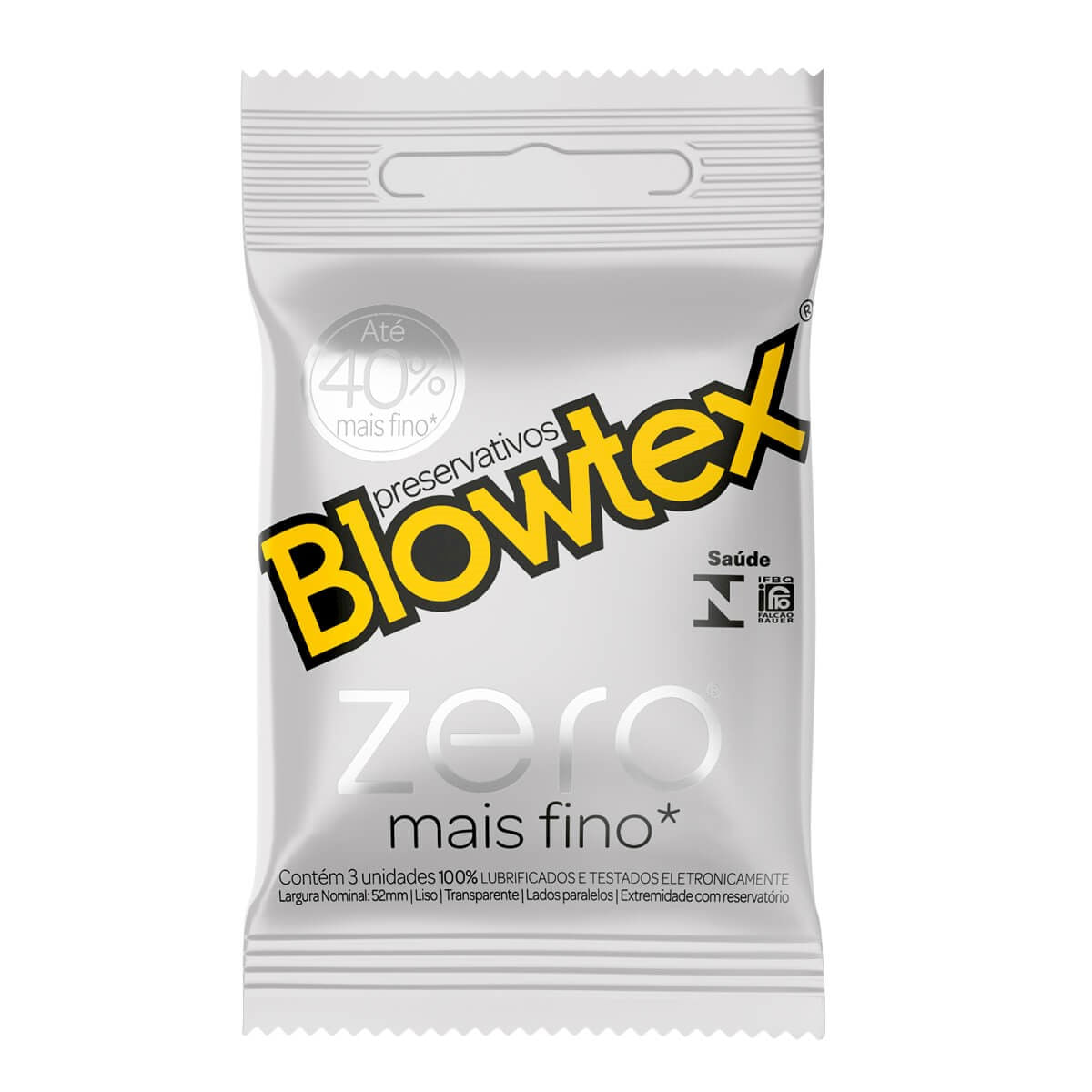 Preservativos Lubrificados Zero 40% Mais Fino com 3 unidades Blowtex
