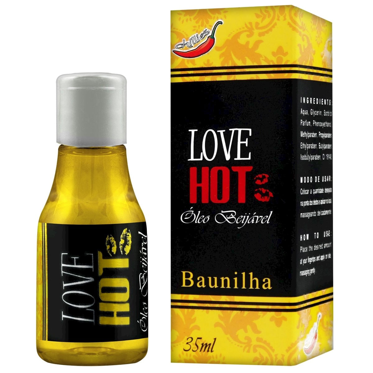 Love Hot Óleo Beijável de Baunilha 35ml Chillies Love Hot Óleo Beijável de Baunilha 35ml Chillies