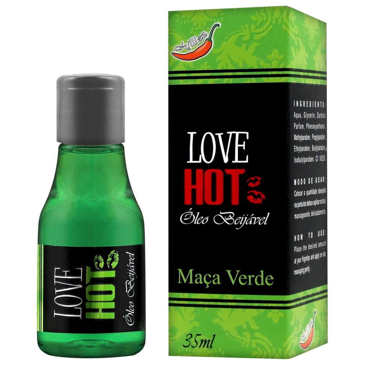 Love Hot Óleo Beijável de Maça Verde 35ml Chillies Love Hot Óleo Beijável de Maça Verde 35ml Chillies