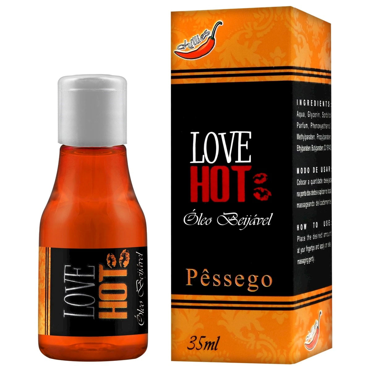 Love Hot Óleo Beijável de Pêssego 35ml Chillies Love Hot Óleo Beijável de Pêssego 35ml Chillies