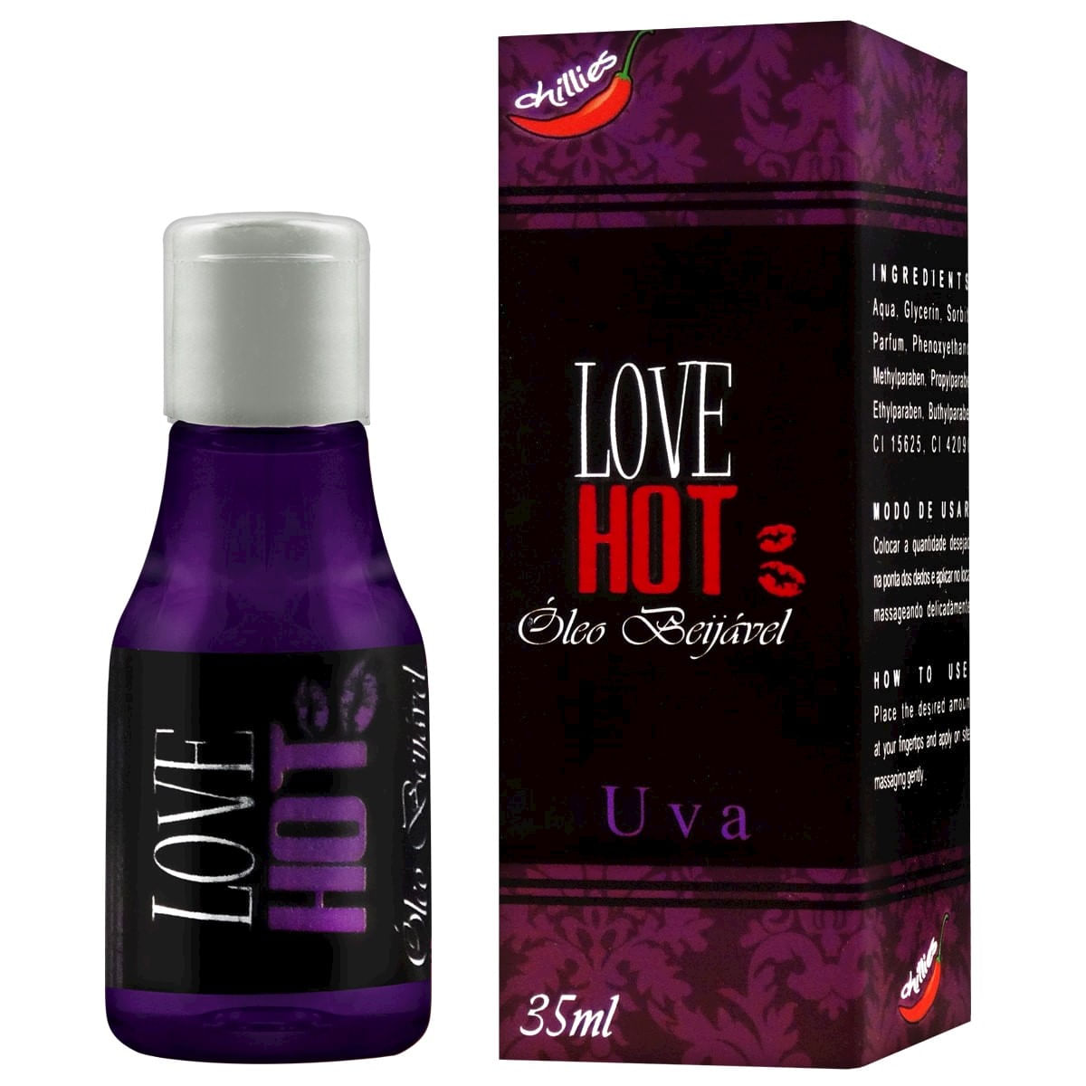 Love Hot Óleo Beijável de Uva 35ml Chillies Love Hot Óleo Beijável de Uva 35ml Chillies