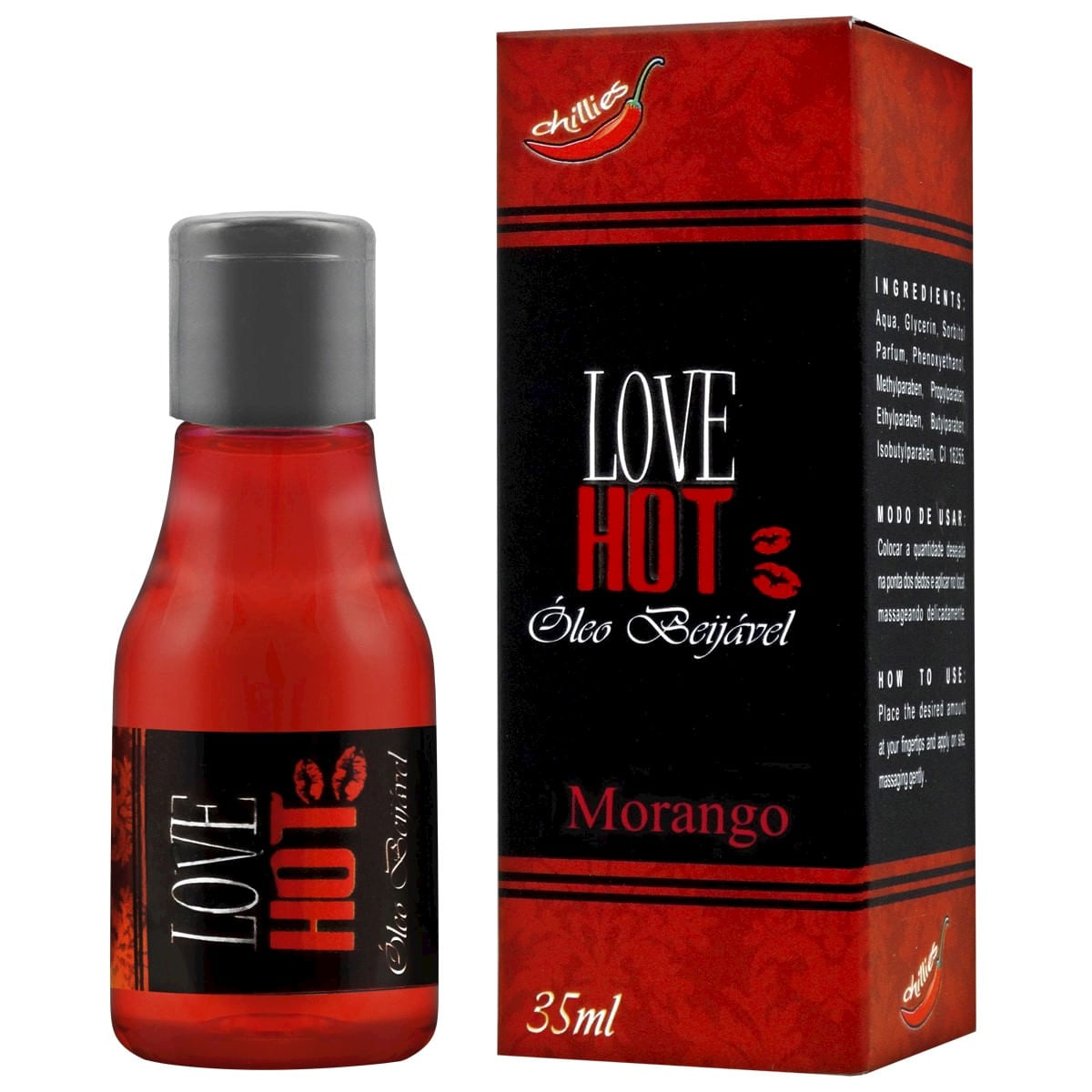 Love Hot Óleo Beijável de Morango 35ml Chillies