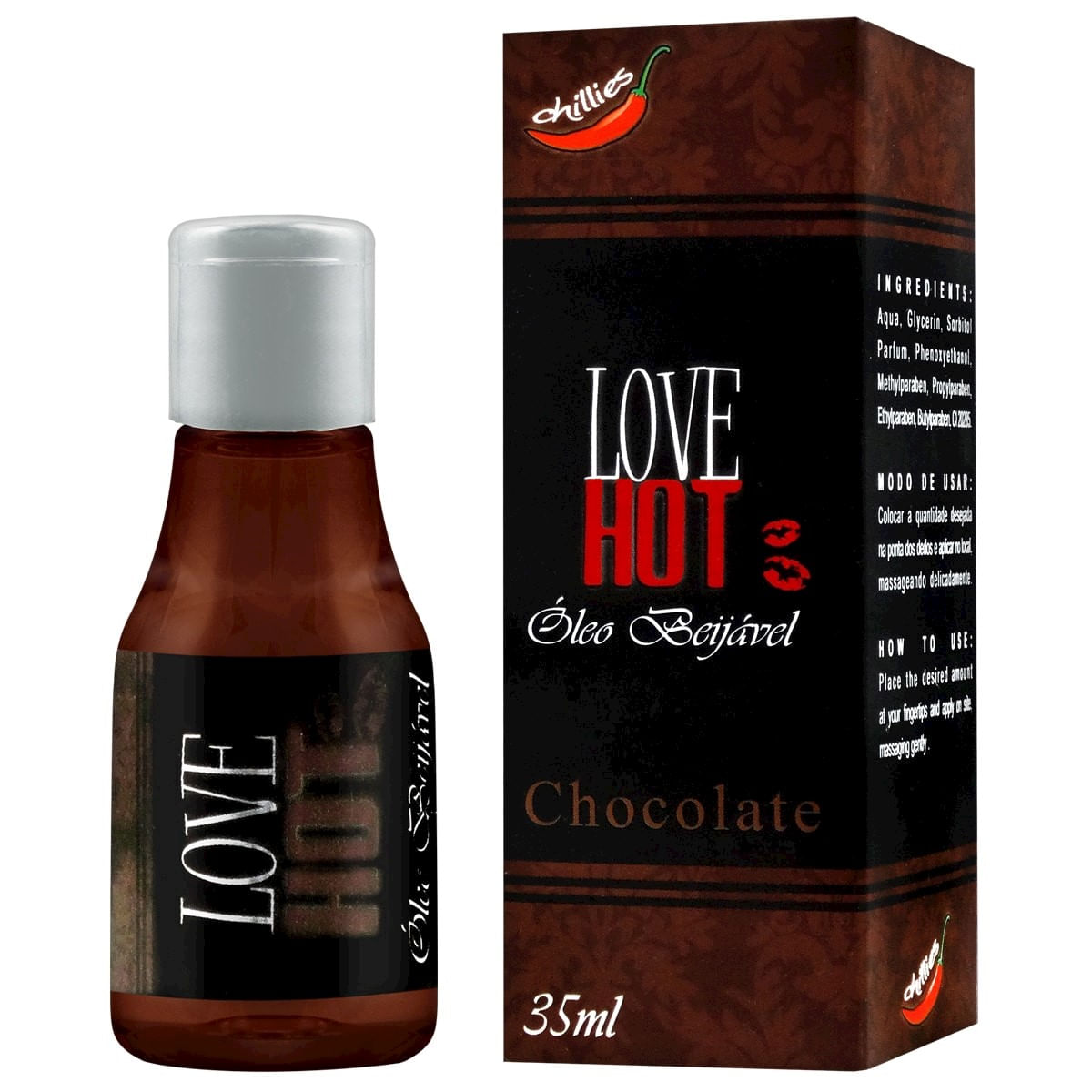 Love Hot Óleo Beijável de Chocolate 35ml Chillies Love Hot Óleo Beijável de Chocolate 35ml Chillies