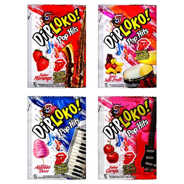 Dip Loko Pop Hits Balas Explosivas Comestíveis 7g Danilla Foods