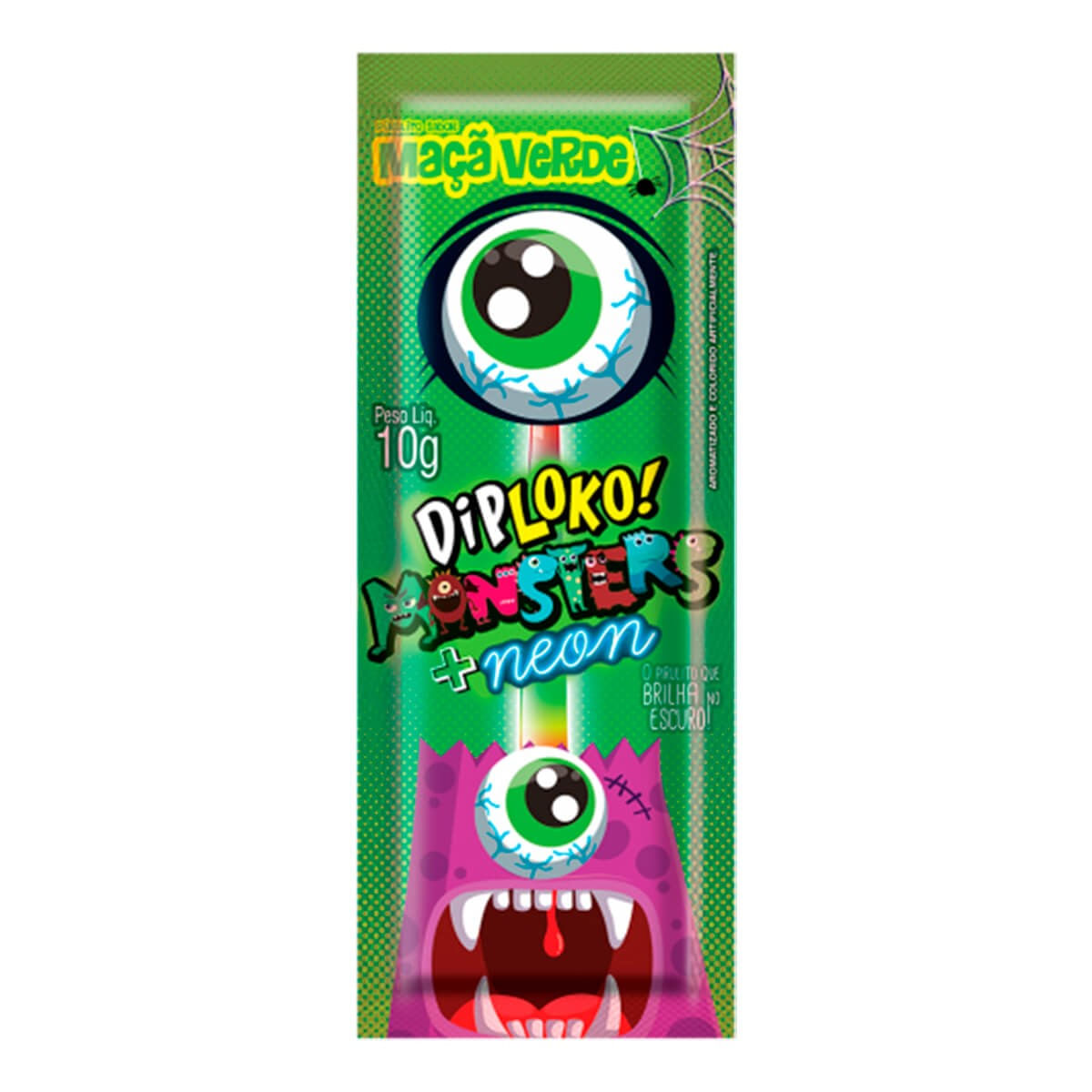 Dip Loko Monsters Sabores + Neon Pirulito Fluorescente 10g Danilla Foods
