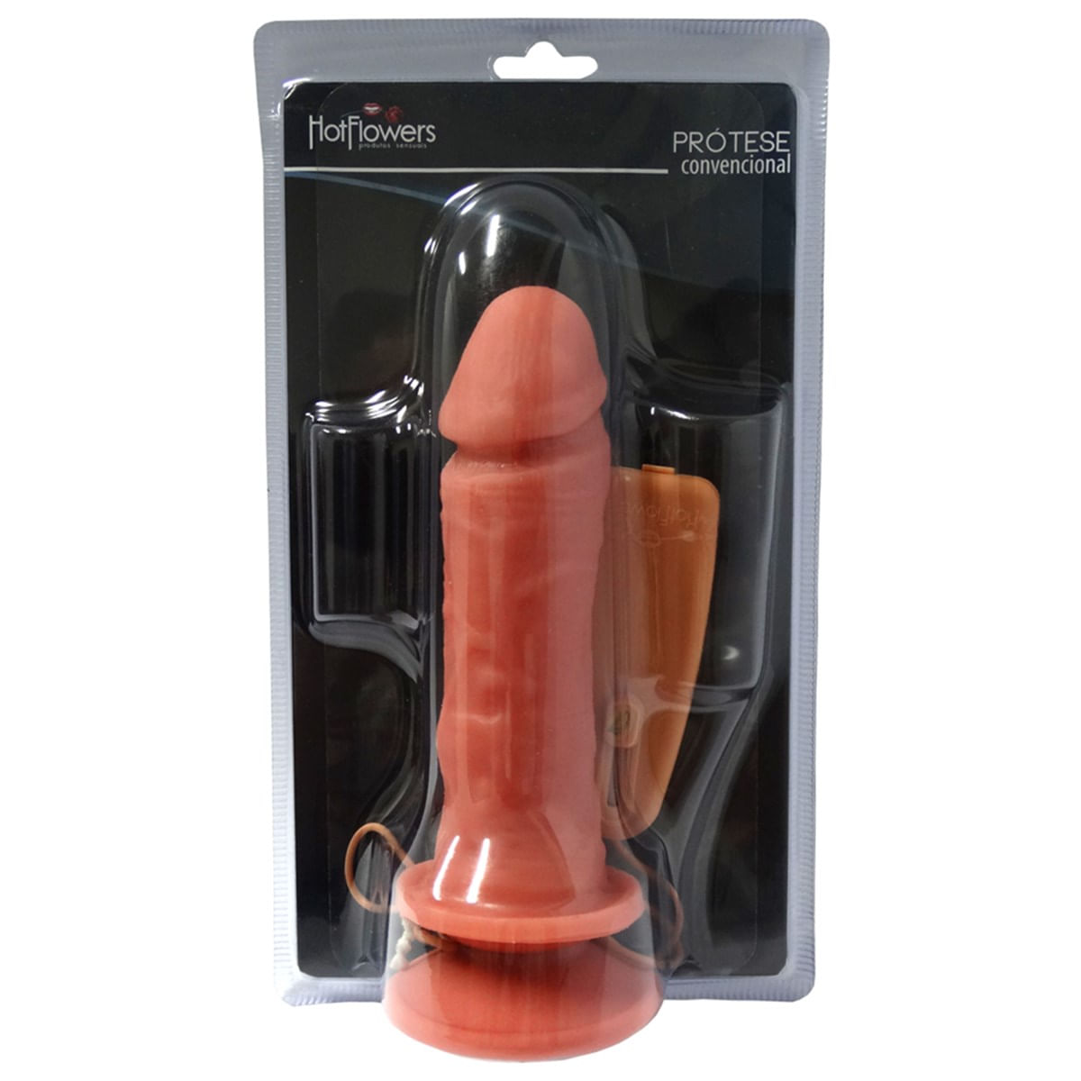 Prótese Salmão com Vibro Externo 16 x 4 cm Hot Flowers - MelHot