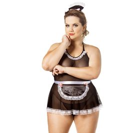 Fantasia Empregada Linha Requinte Plus Size Hot Flowers