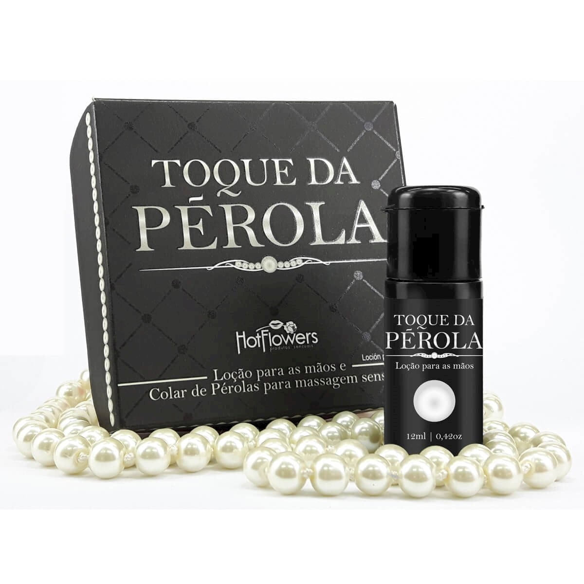 Toque da Pérola Loção e Colar de Pérolas para Massagem Sensual Hot Flowers