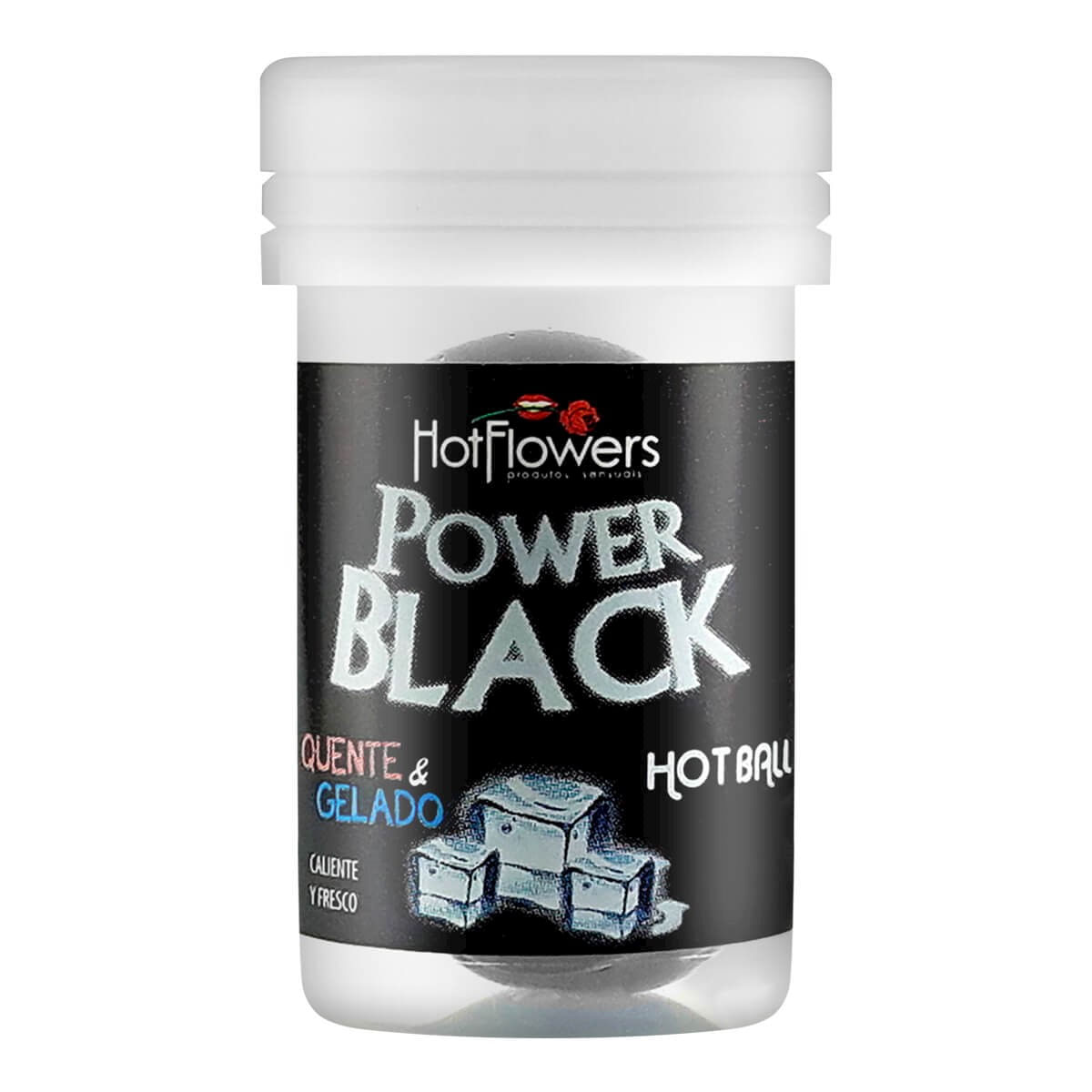 Hot Ball Power Black Gel Comestível Quente e Gelado Hot Flowers