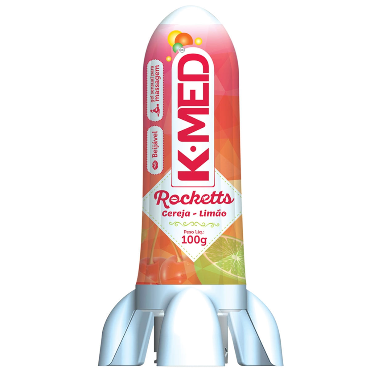 Rocketts Cereja - Limão Gel Sensual para Massagem Beijável 100g K-MED