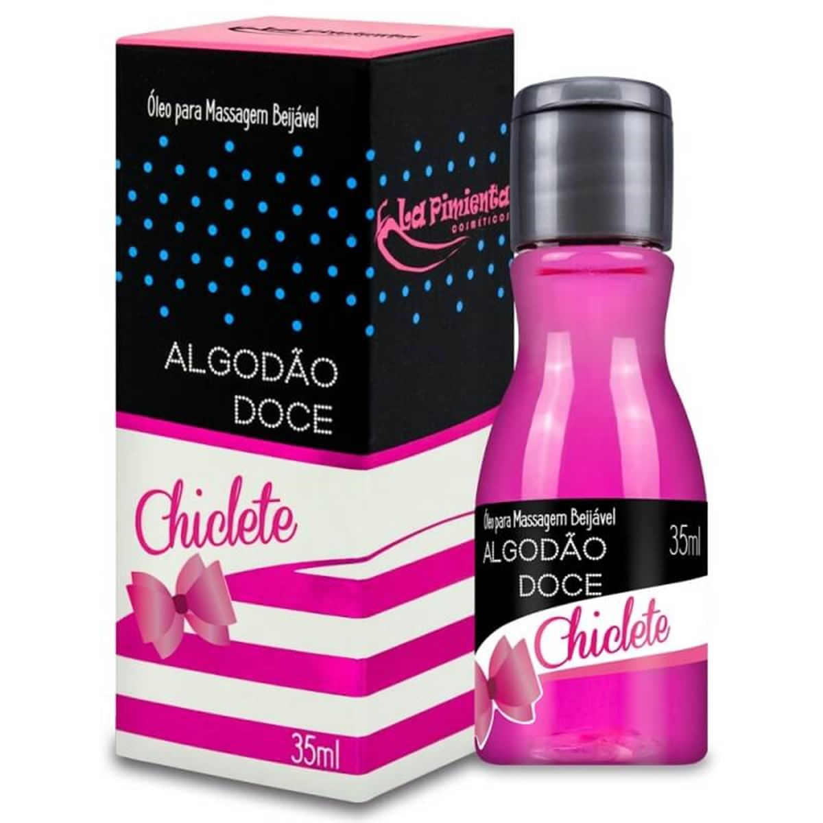 Algodão Doce Óleo para Massagem Beijável de Chiclete Hot 35ml La Pimienta Algodão Doce Óleo para Massagem Beijável de Chiclete Hot 35ml La Pimienta