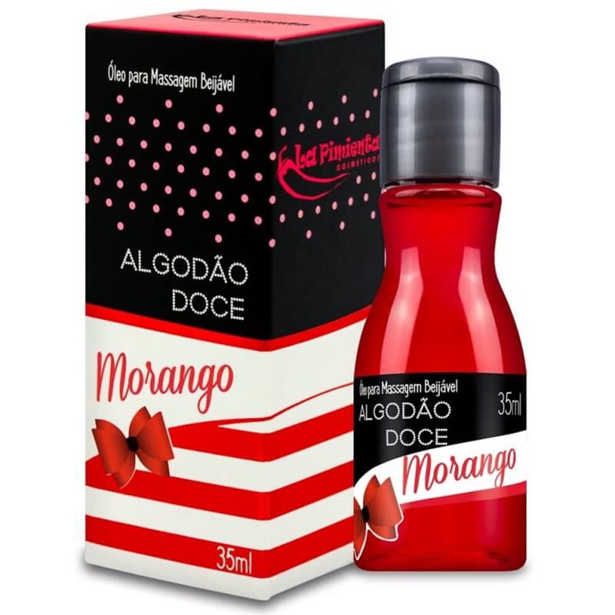 Algodão Doce Óleo para Massagem Beijável de Morango Hot 35ml La Pimienta Algodão Doce Óleo para Massagem Beijável de Morango Hot 35ml La Pimienta