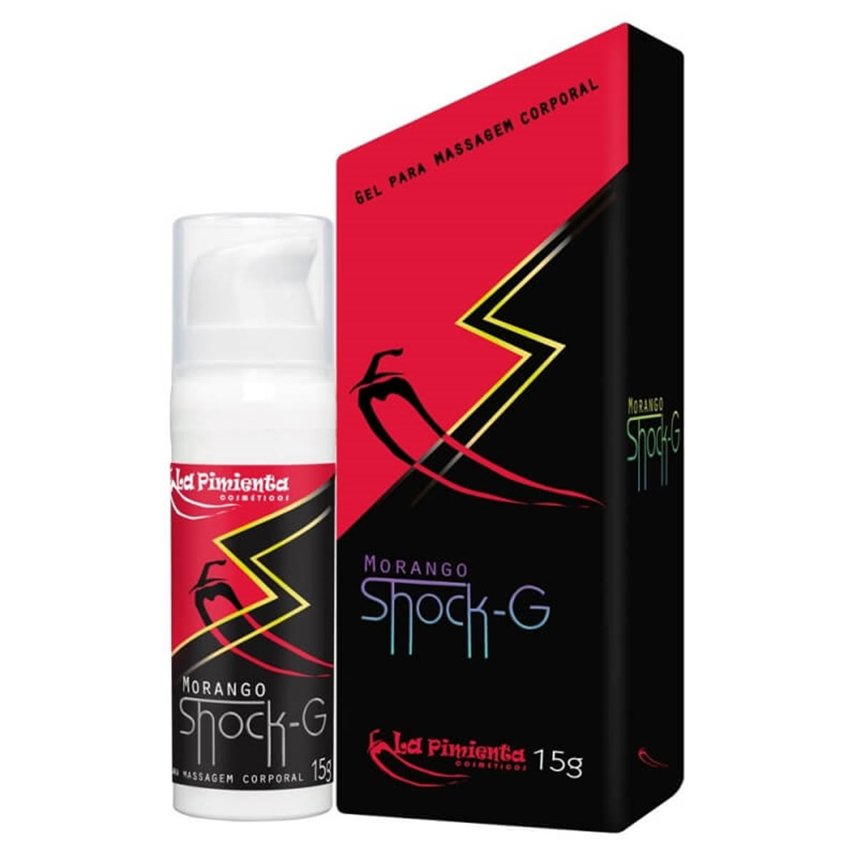 Shock G Gel para Massagem Beijável de Morango Hot 15ml La Pimienta Shock G Gel para Massagem Beijável de Morango Hot 15ml La Pimienta