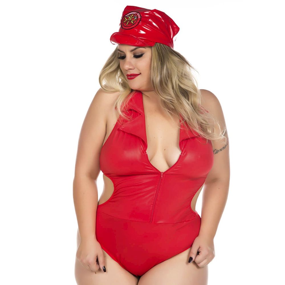 Fantasia bombeira luxo plus pimenta sexy