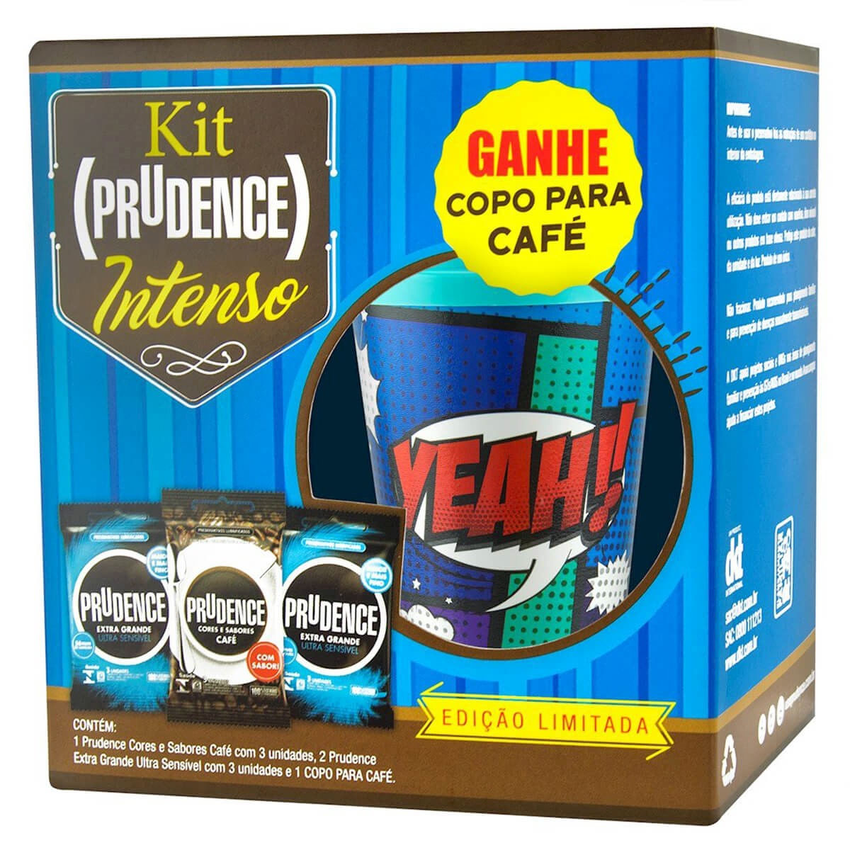 Kit Prudence Intenso com Preservativo e Copo para Café Prudence