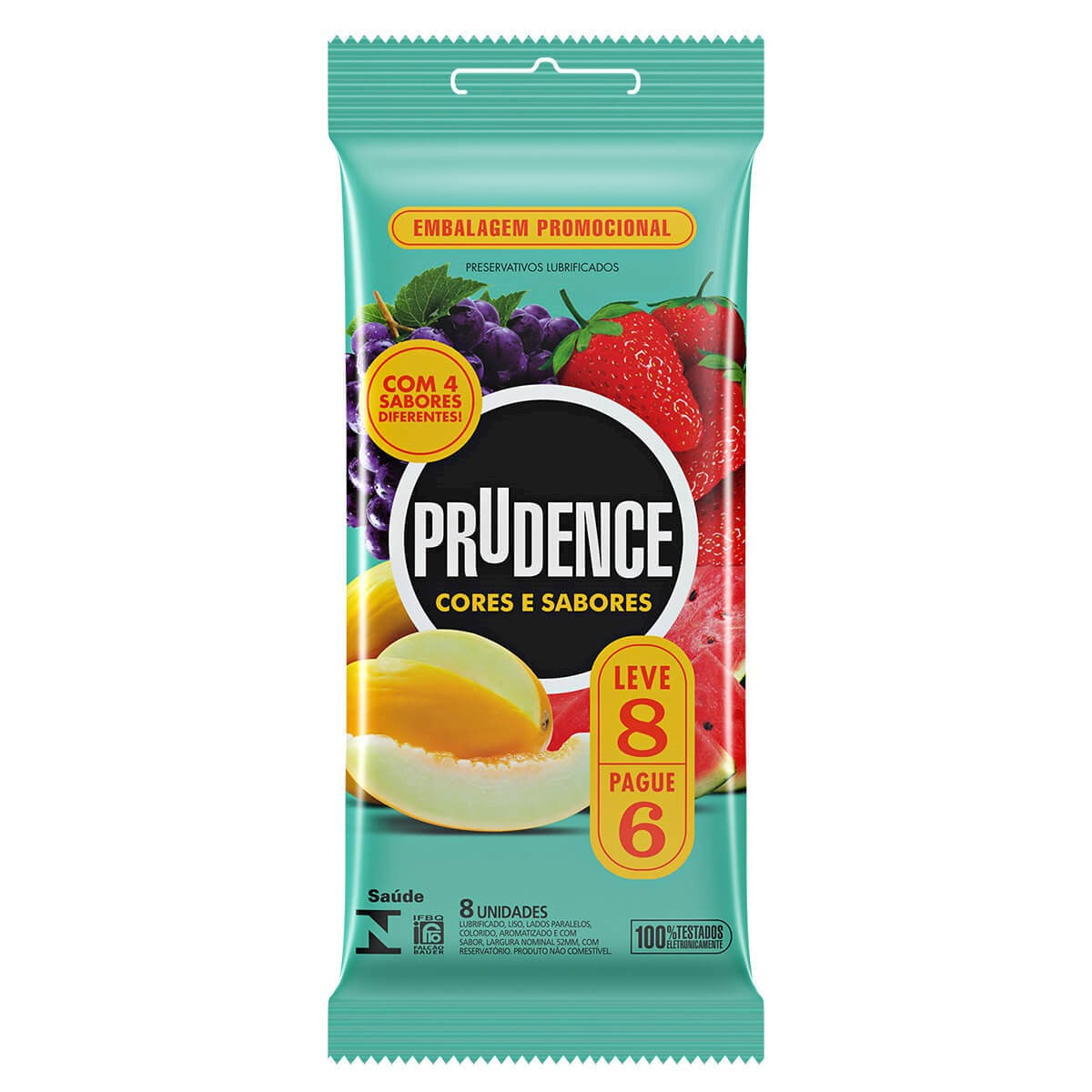 Preservativos Cores e Sabores Leve 8 Pague 6 unidades Prudence