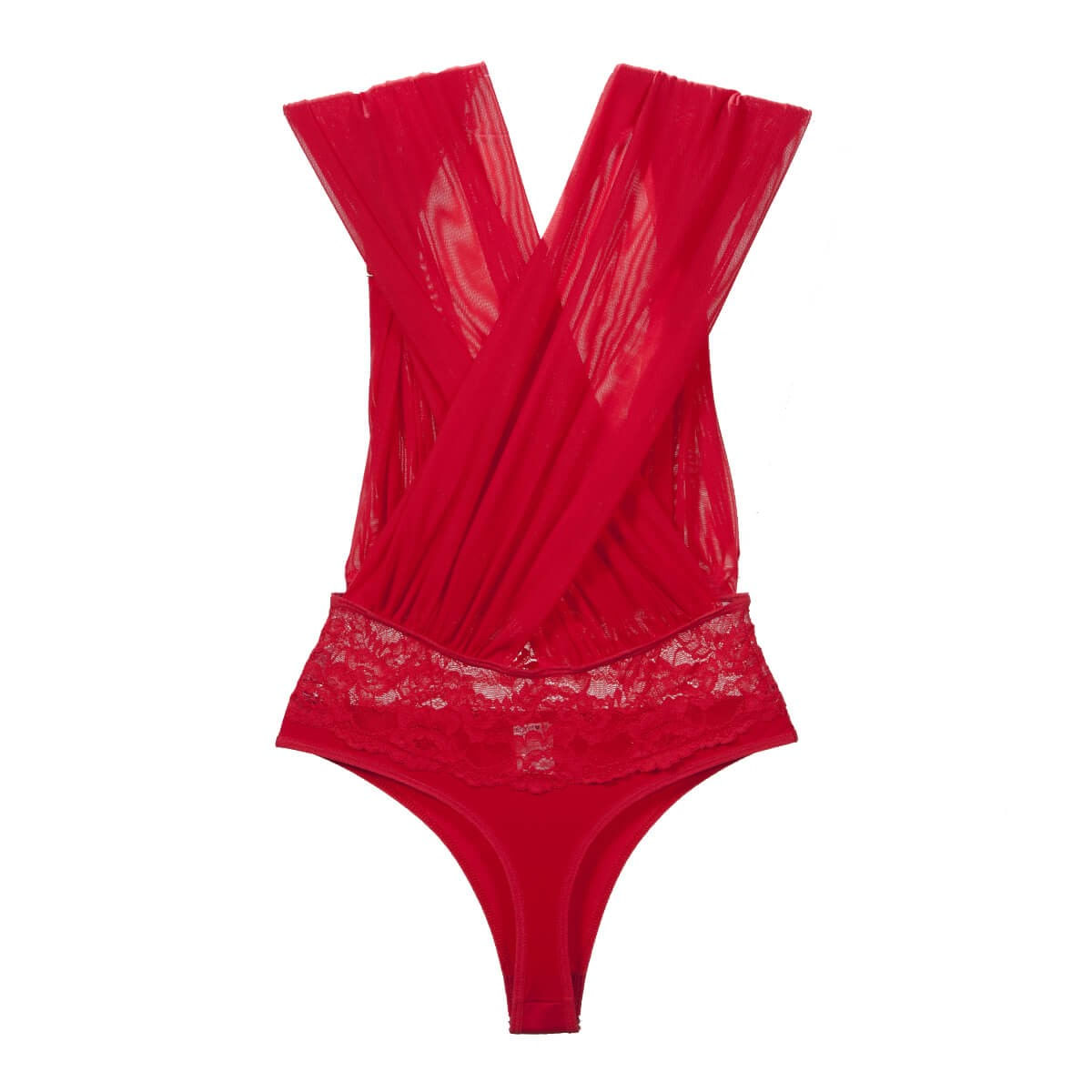 Body Sensual em Tule Vermelho Sapeka