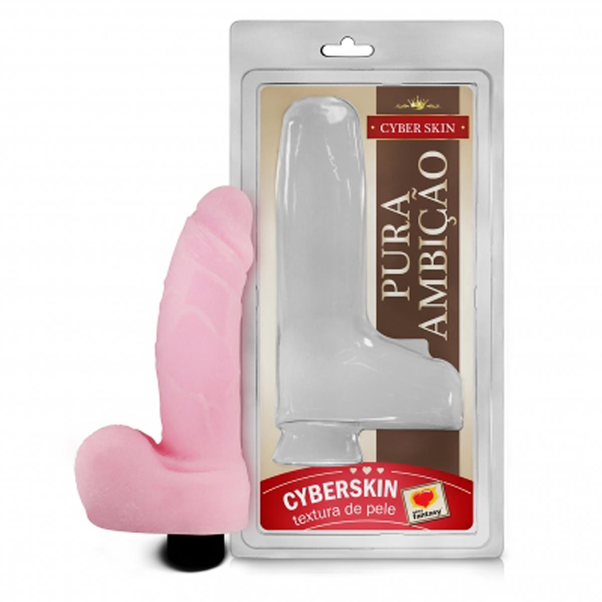 Prótese em cyberskin com vibro interno e escroto 13 x 3,5 Sexy Fantasy - MelHot