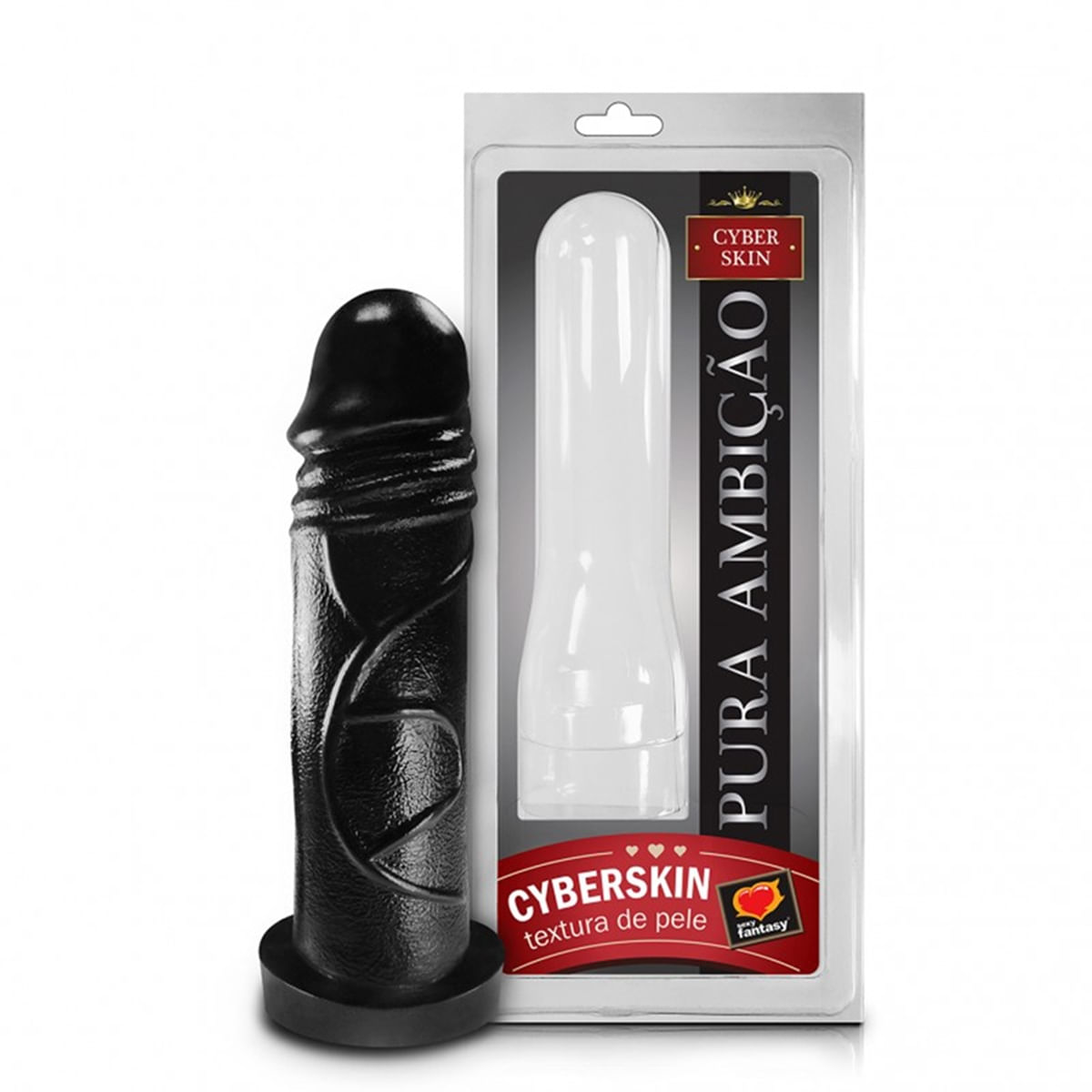Capa Peniana Pura Ambição Cyber Skin Textura de Pele Black 21x5cm Sexy Fantasy