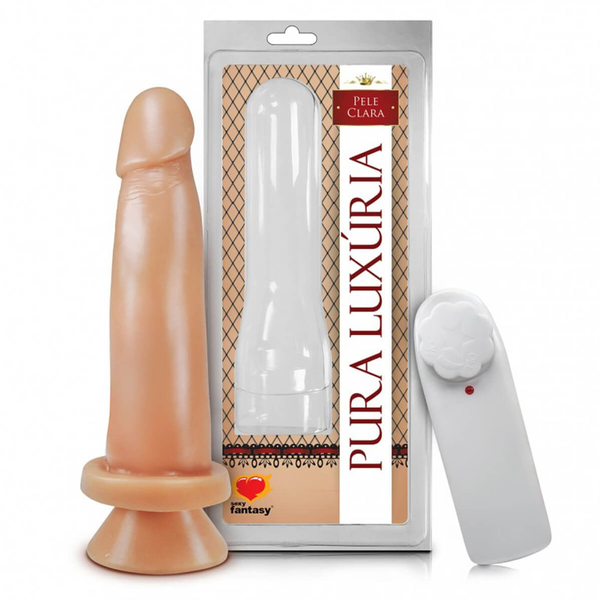 Prótese Realística com Vibro e Ventosa Pura Luxúria Black 14x4 Sexy Fantasy