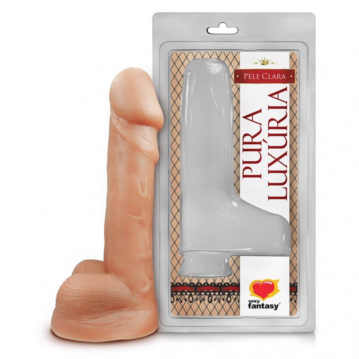 Prótese Realística com Escroto Pura Luxúria Pele 15 x 3,33cm Sexy Fantasy