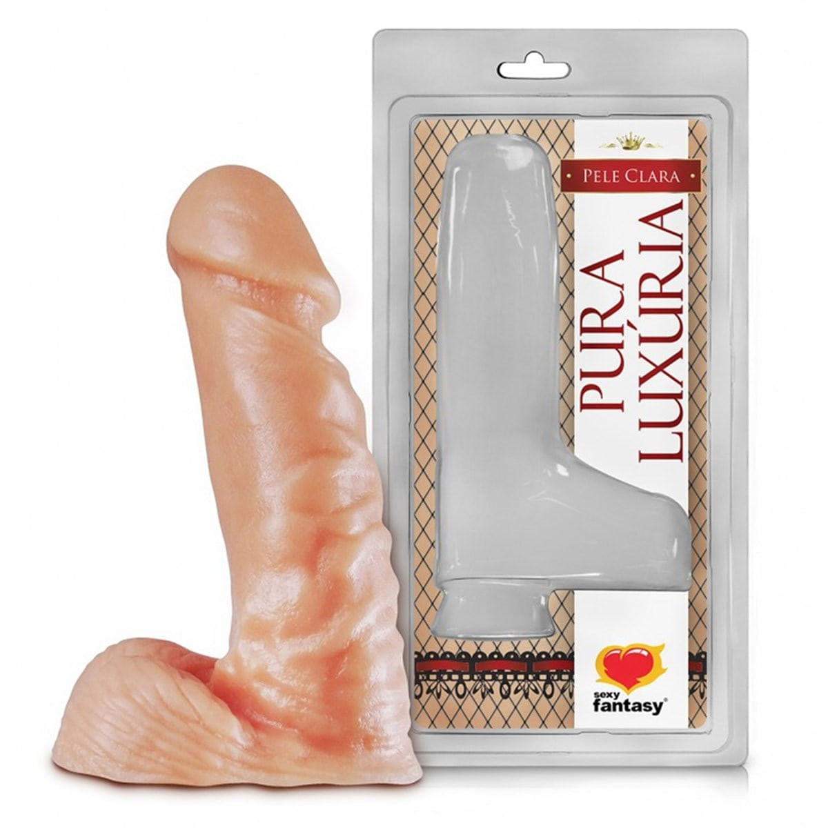 Prótese Realística com Escroto Pura Luxúria Pele 10,7x3 Sexy Fantasy