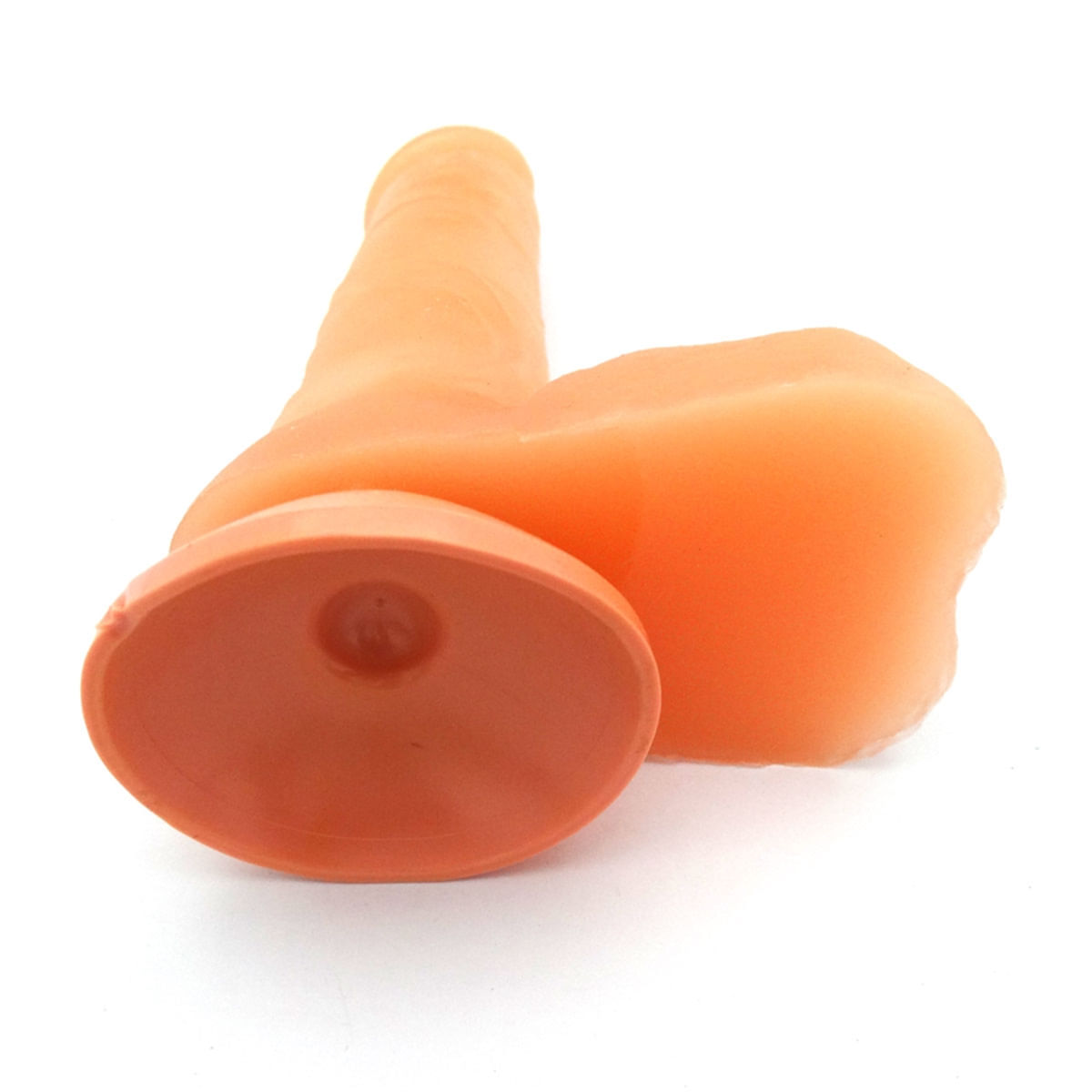 Prótese Realística com Escroto e Ventosa Pura Luxúria Salmão 15x3,8 Sexy Fantasy