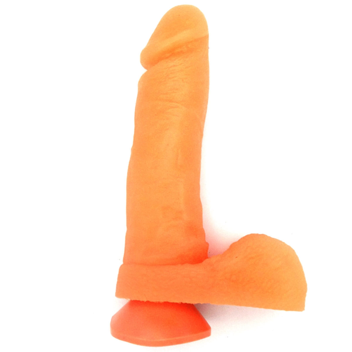 Prótese Realística com Escroto e Ventosa Pura Luxúria Salmão 17x4,5 Sexy Fantasy