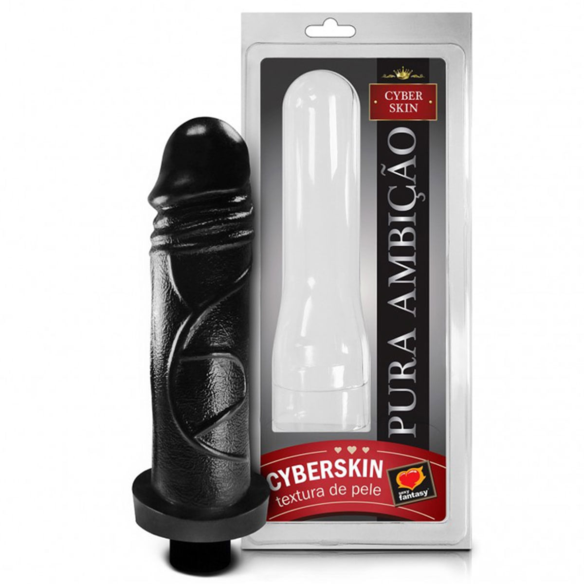 Pênis Textura de Pele Cyber Skin com Vibro Black 17x5 Sexy Fantasy