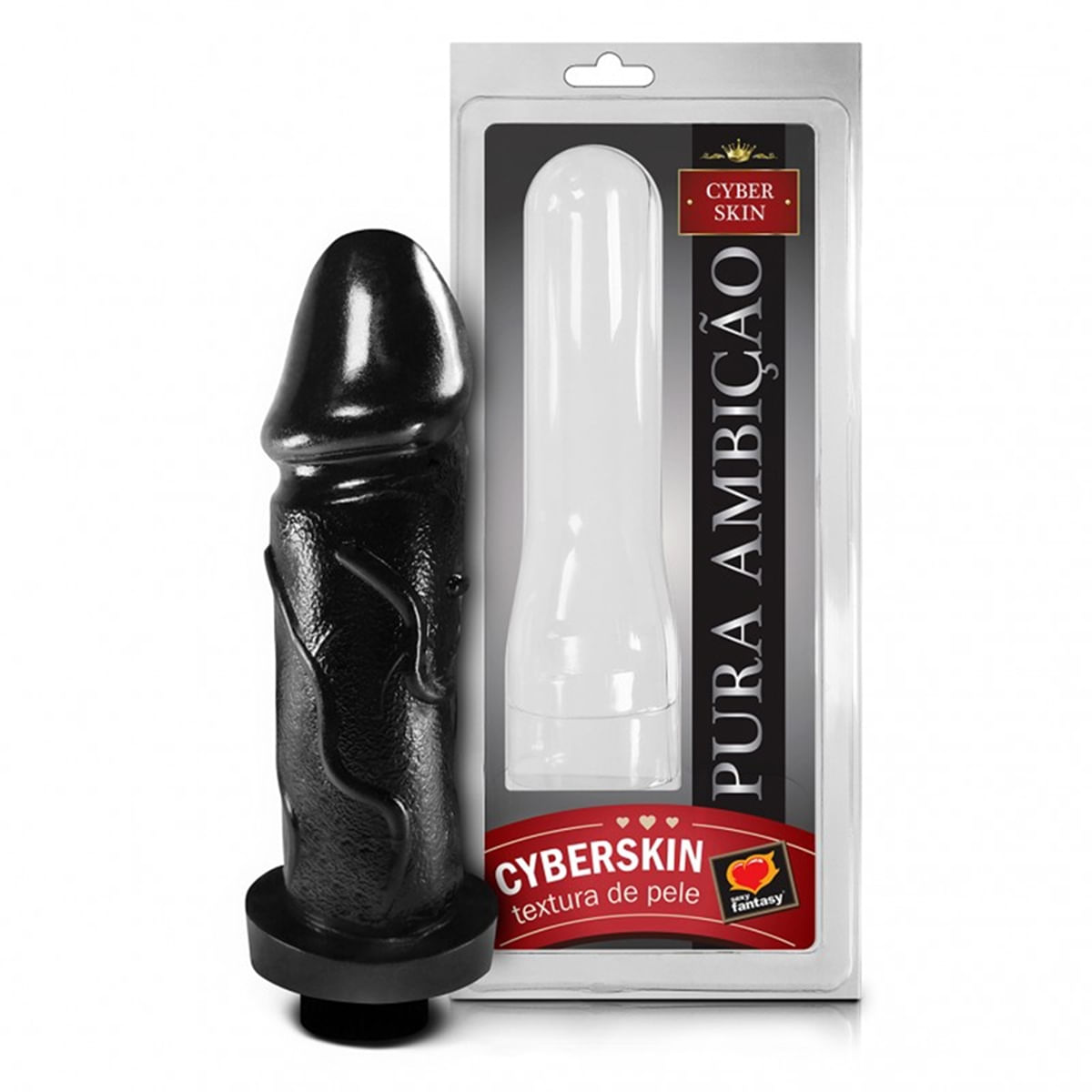 Pênis Textura de Pele Cyber Skin com Vibro Black 18x5 Sexy Fantasy