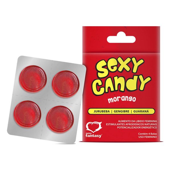 Sexy Candy Bala Estimulante Afrodisíaca Natural de Uso Feminino de Morango Sexy Fantasy