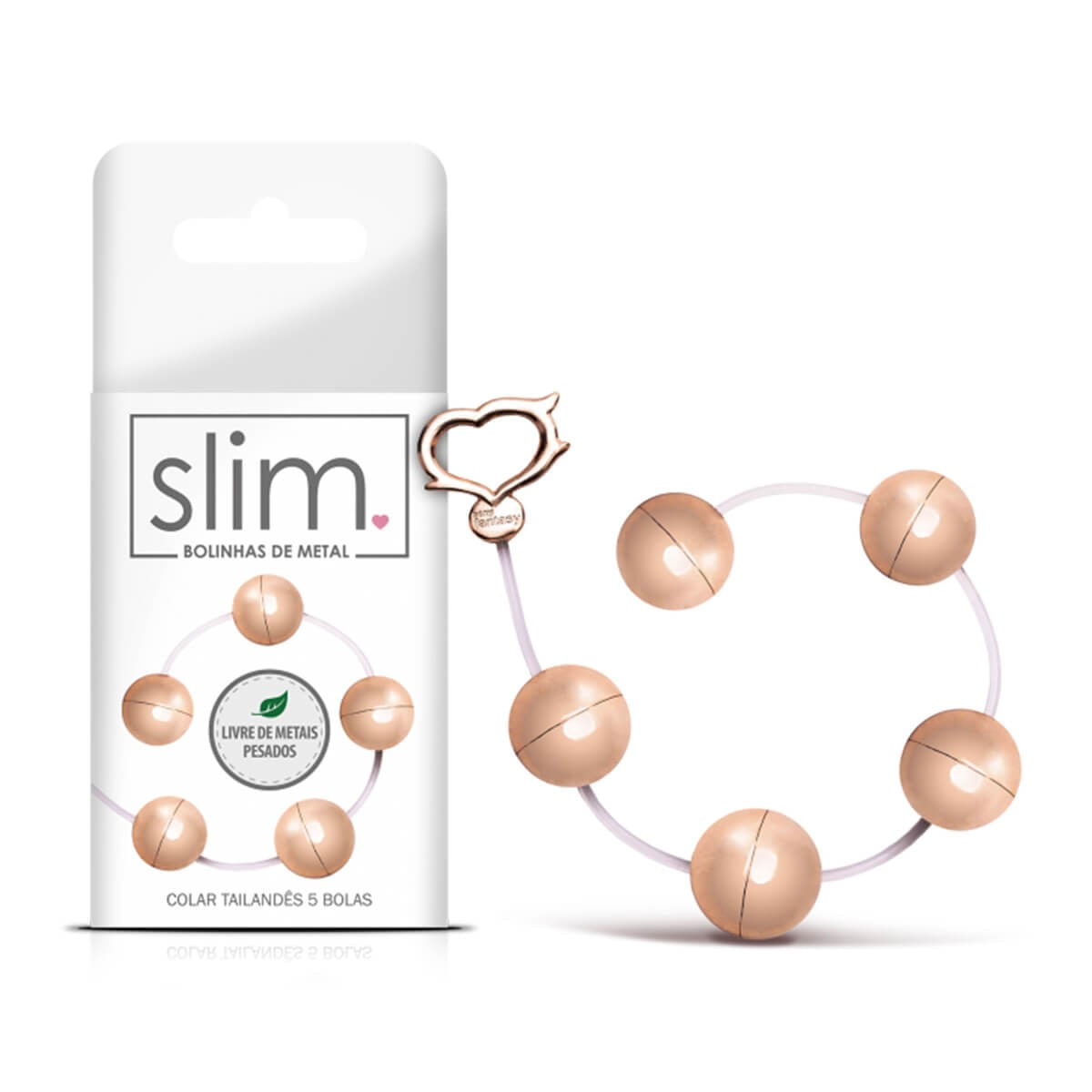Colar Tailandês com 5 Bolas em Metal Rose Linha Slim Sexy Fantasy