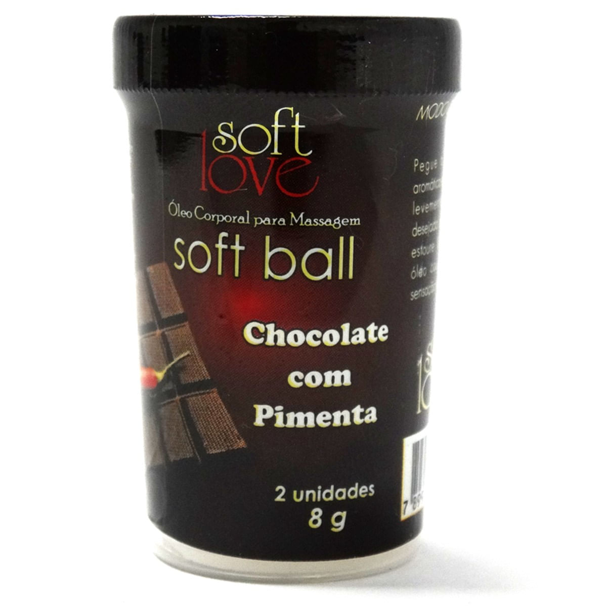 Soft Ball Chocolate com Pimenta Óleo Corporal para Massagem Beijável 2 uni Soft Love