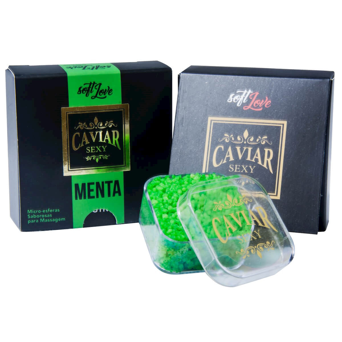 Caviar Sexy Menta Micro Esferas Saborosas para Massagem 14g Soft Love