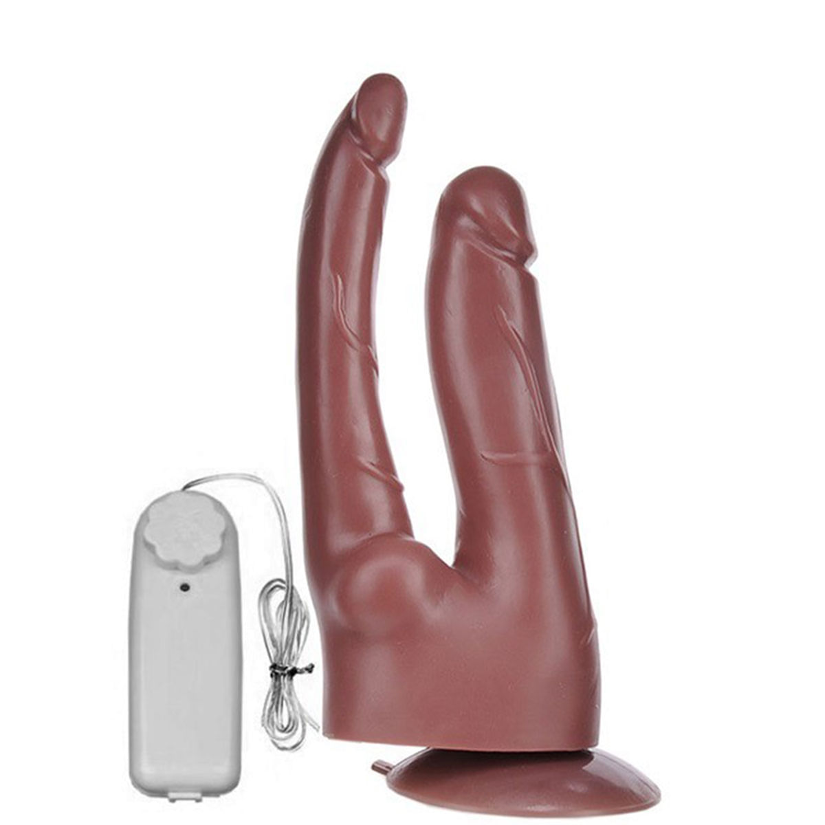 Pênis Realístico Duplo Com Vibrador 18cm e 17 cm Soft Line K import