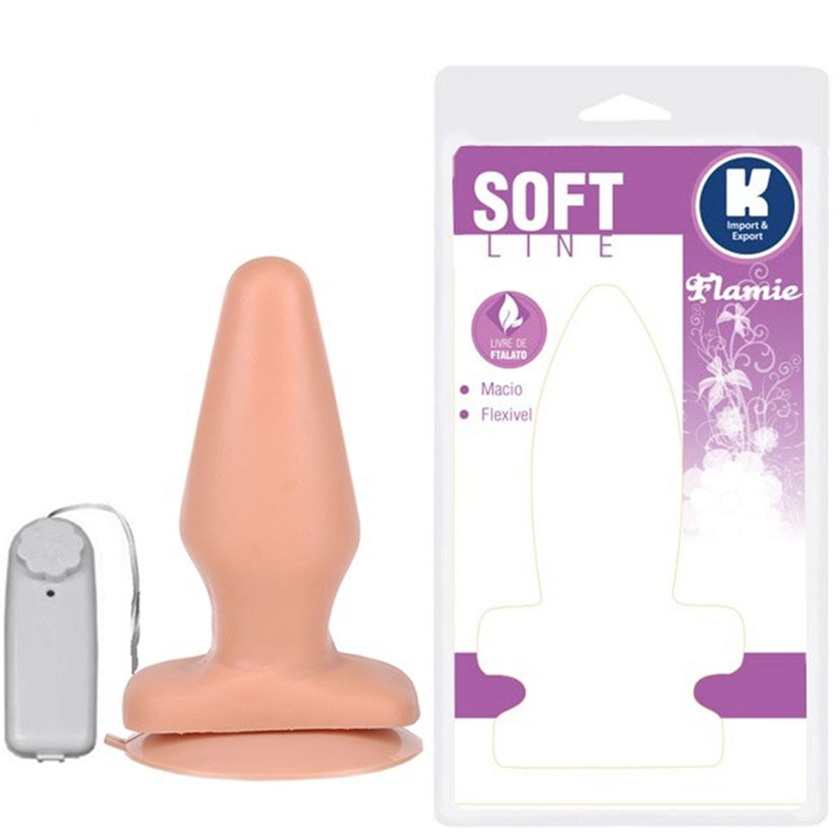Plug Anal Com Vibro e Ventosa 15,5 cm Soft Line K import em 10X Sem Juros Plug Anal Com Vibro e Ventosa 15,5 cm Soft Line K import em 10X Sem Juros
