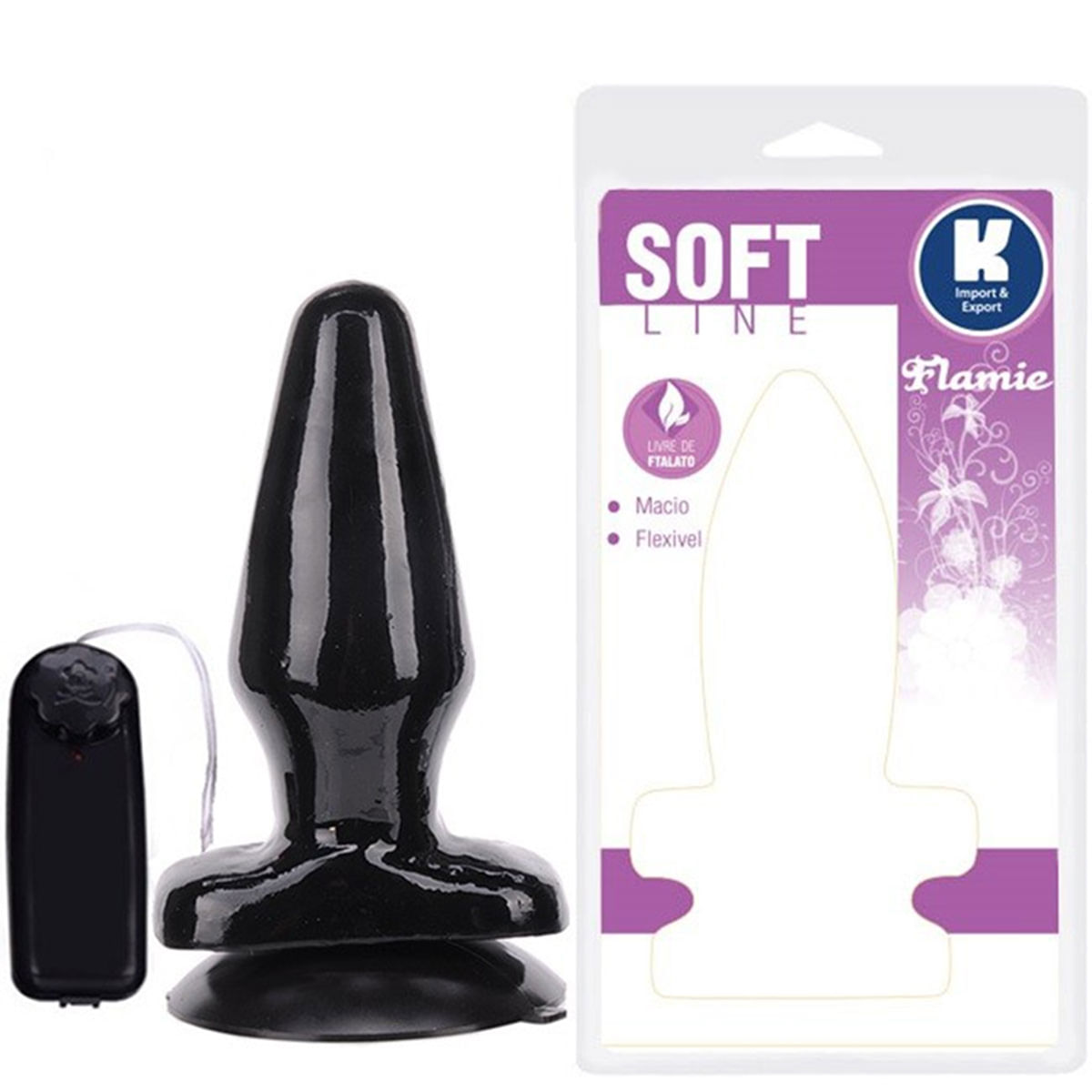 Plug Anal Com Vibro e Ventosa 15,5 cm Soft Line K import em 10X Sem Juros Plug Anal Com Vibro e Ventosa 15,5 cm Soft Line K import em 10X Sem Juros