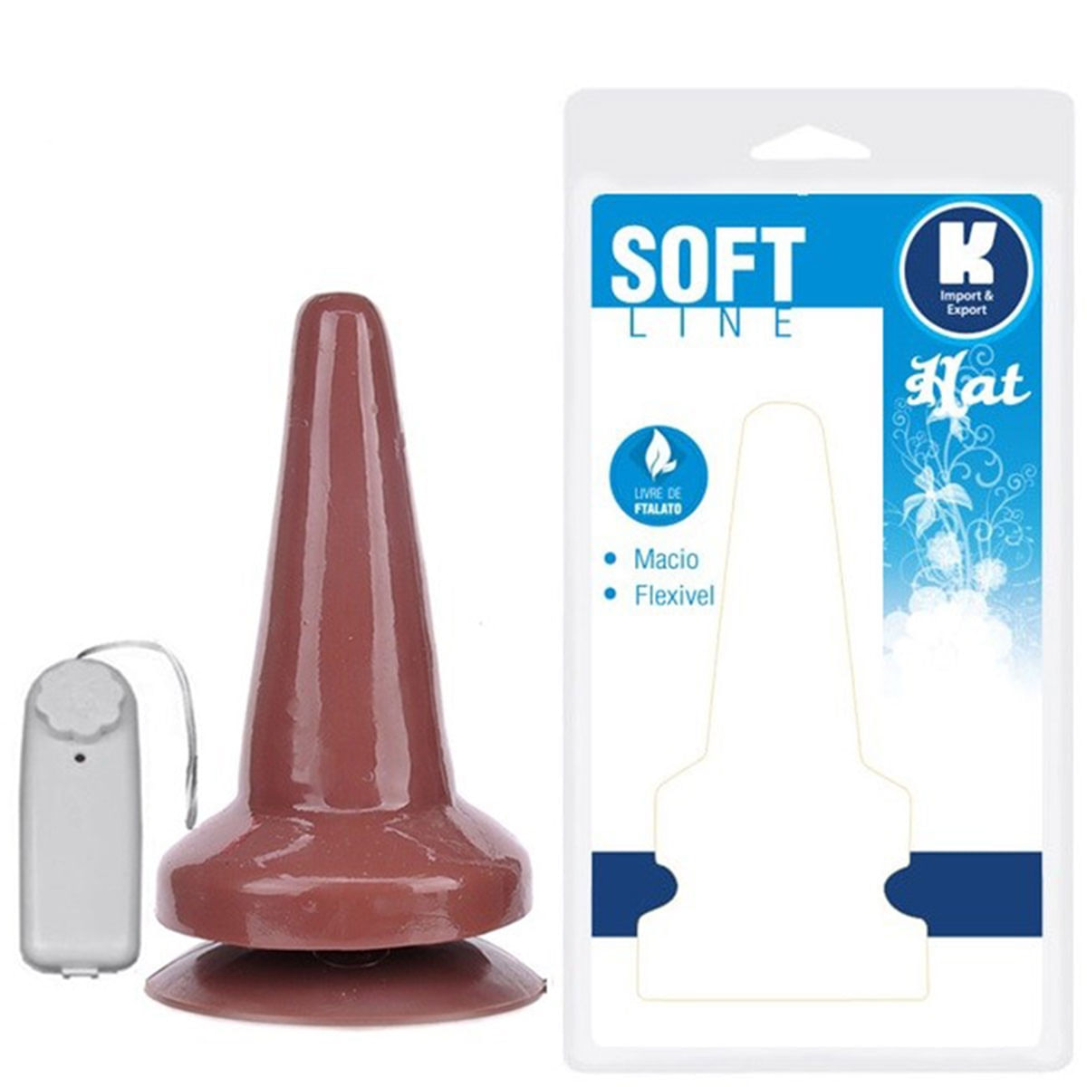 Plug Anal Com Vibro e Ventosa 14 cm Soft Line K import em 10X Sem Juros Plug Anal Com Vibro e Ventosa 14 cm Soft Line K import em 10X Sem Juros