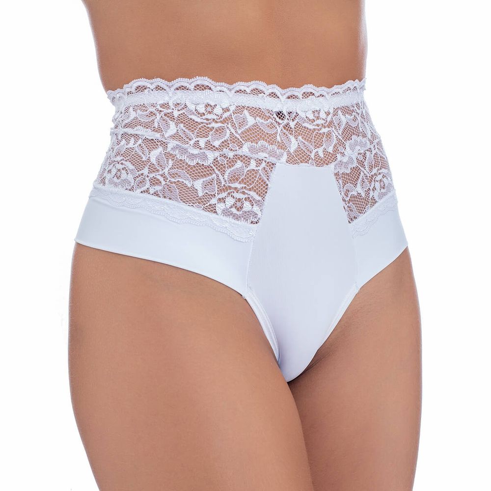 Calcinha fio duplo em microfibra com detalhes franzidos e renda lia lingerie