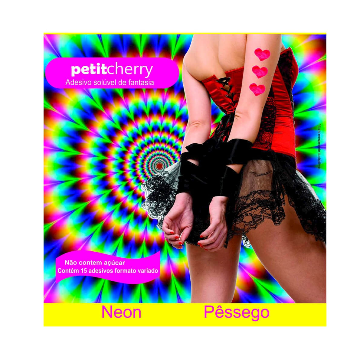 Adesivo Solúvel de Fantasia Neon sem Costura de Gelatina Petit Cherry Adesivo Solúvel de Fantasia Neon sem Costura de Gelatina Petit Cherry