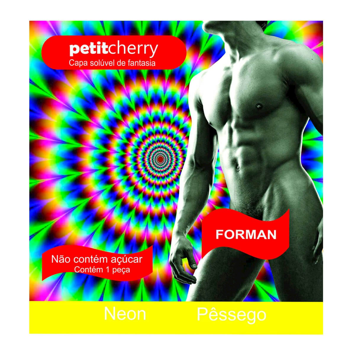 Capa Solúvel Masculina de Fantasia Neon sem Costura de Gelatina Petit Cherry