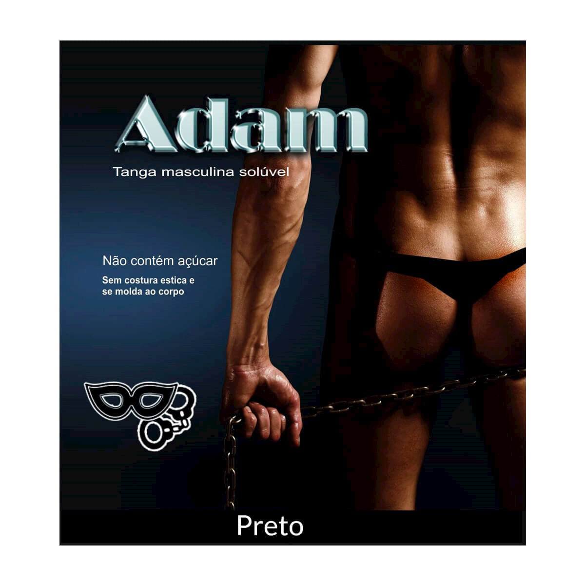 Adam Tanga Solúvel Masculina Preta sem Costura de Gelatina Petit Cherry Adam Tanga Solúvel Masculina Preta sem Costura de Gelatina Petit Cherry