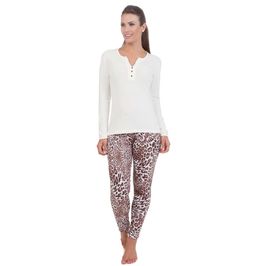 Pijama Adulto Sweet com Detalhes em Botão e Calça com Estampada Victory