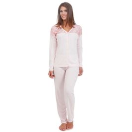 Pijama Adulto Aberto com Detalhe nos Ombros em Renda e Botões Victory