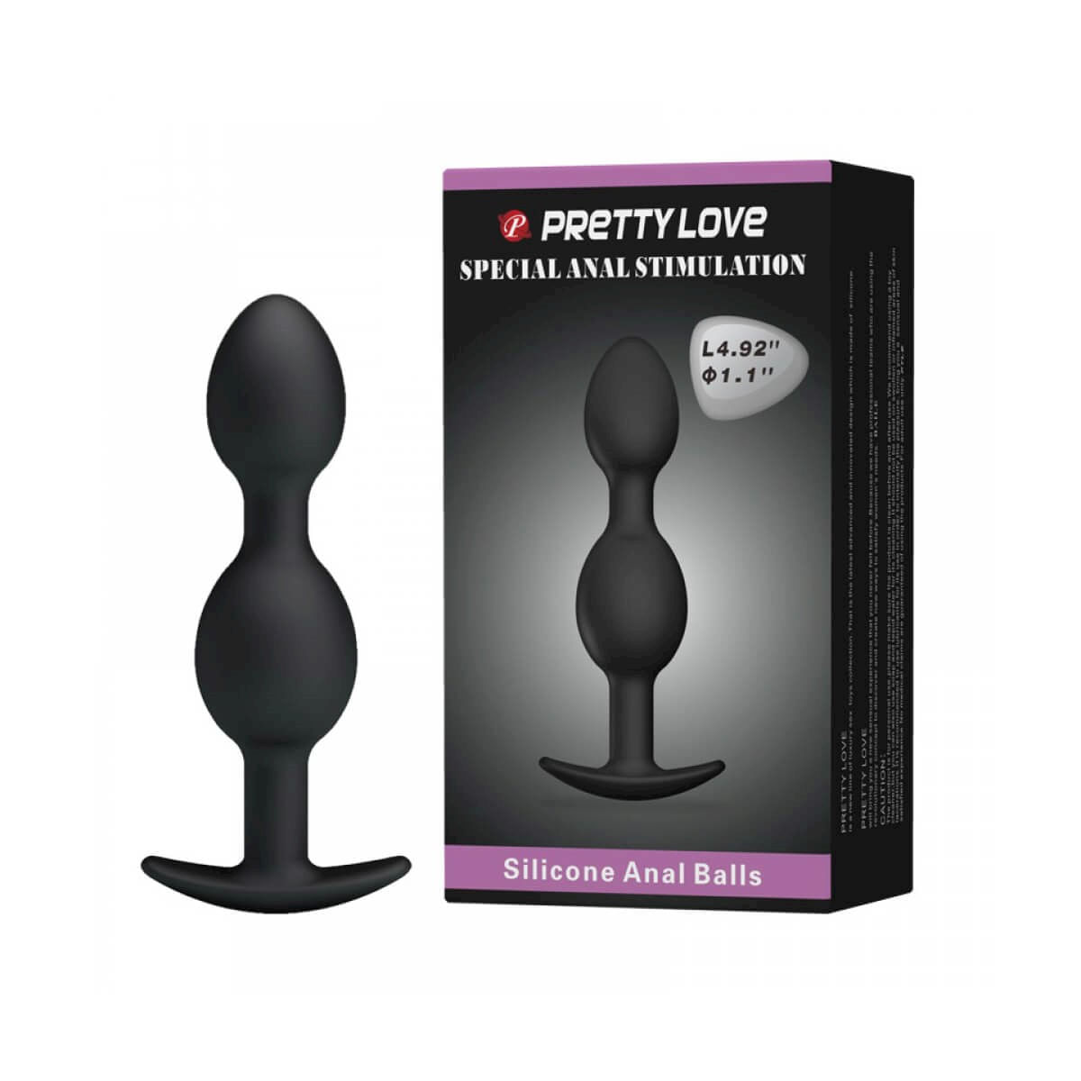 Plug Anal em Silicone Pretty Love com Esferas Massageadoras e Peso Miss Collection Plug Anal em Silicone Pretty Love com Esferas Massageadoras e Peso Miss Collection