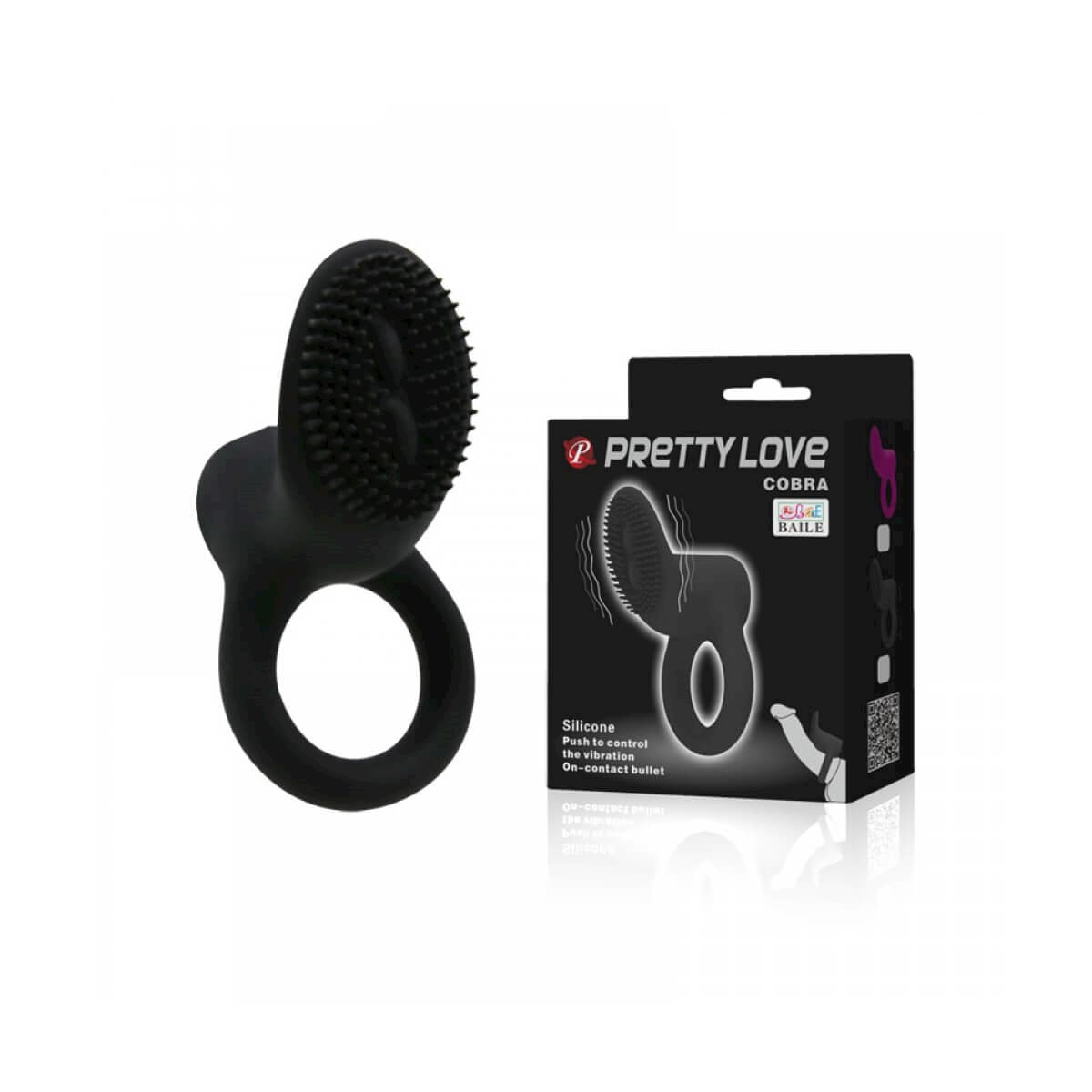 Anel Peniano Pretty Love Cobra em Silicone com Saliência e Sensor de Vibro Collection